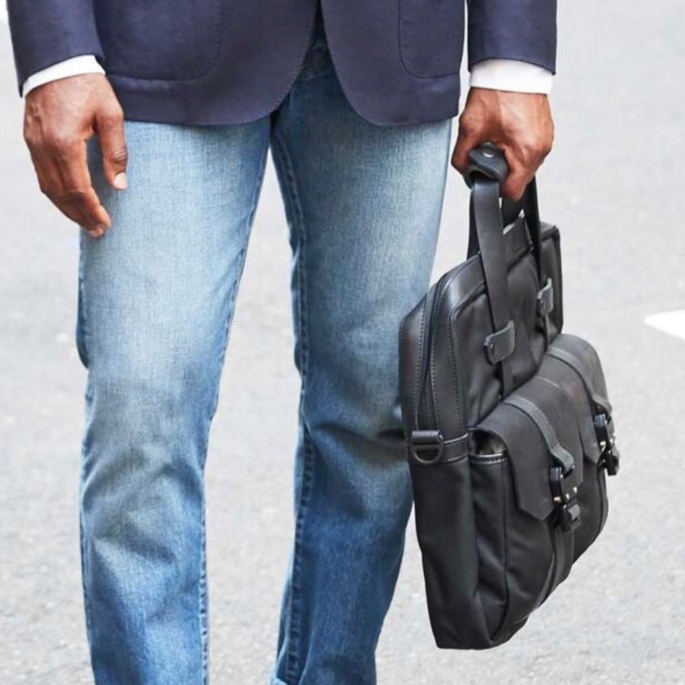 NWT Allen Edmonds Twill Black Laptop Bag